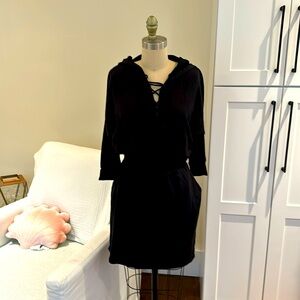 Anthropologie Bordeaux black dress with hood